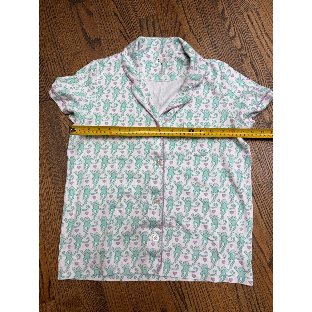 Roller Rabbit Lovely Monkey Pajama Top Women M Mint Green Pima Cotton Top Only